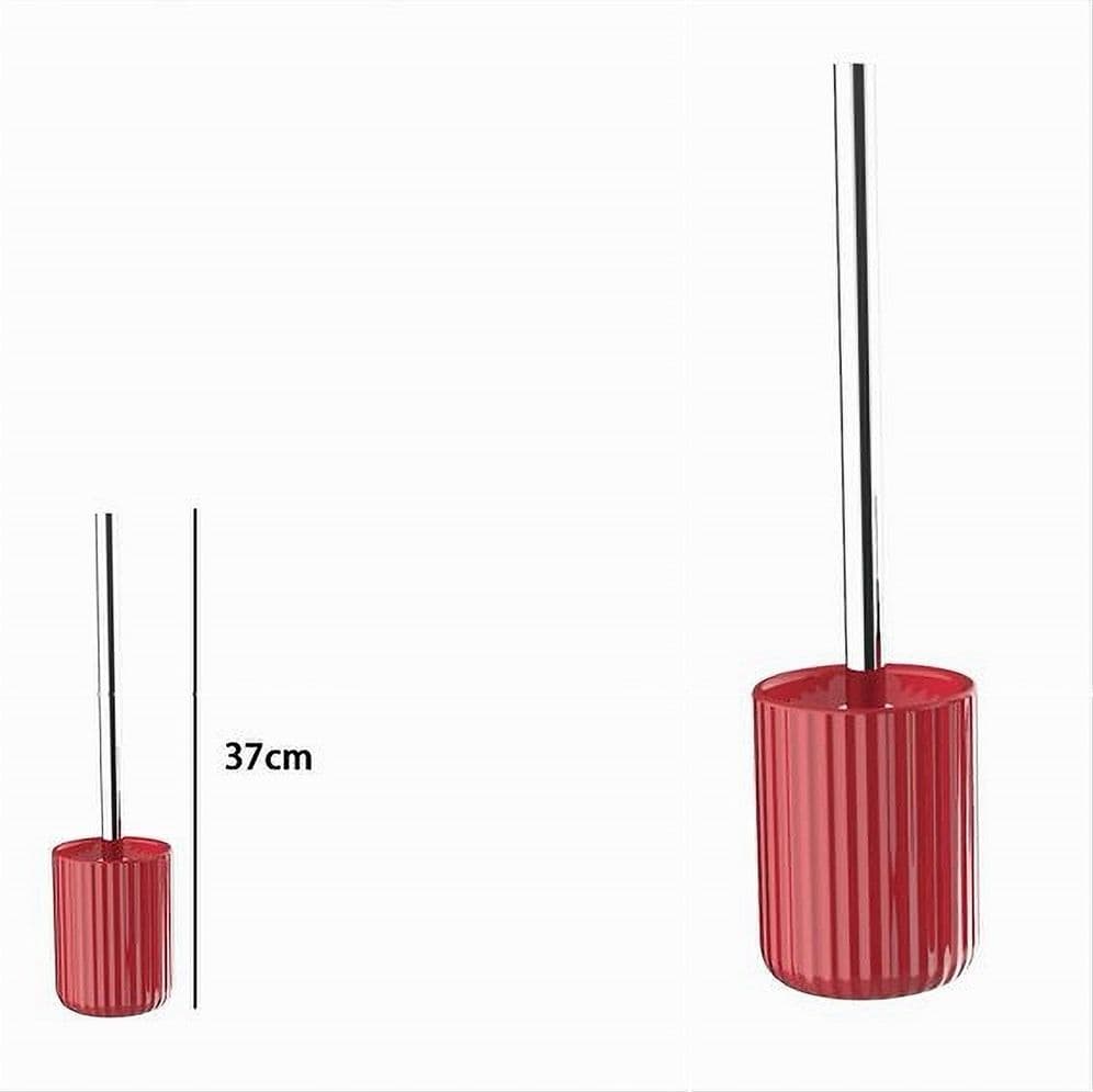 PORTASCOPINO ARREDO PER BAGNO WC TOILETTE ROSSO RIGATO CON SCOPINO COMPLETO 69914 - 2