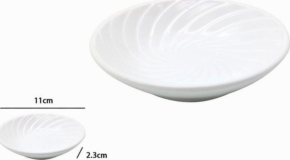 PIATTINO PORTA SAPONE SAPONETTA CERAMICA RIGATA SPIRALE BIANCO TONDO BAGNO 79959 - 3