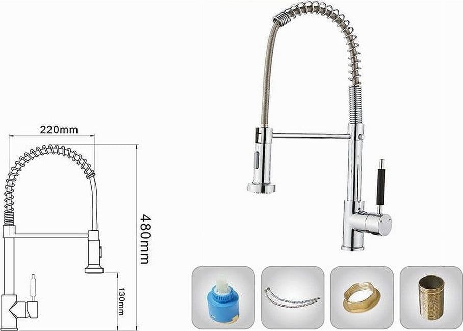 RUBINETTO MISCELATORE CON DOCCETTA LAVELLO ISOLA PER CUCINA CANNA ALTA 87466 - 5