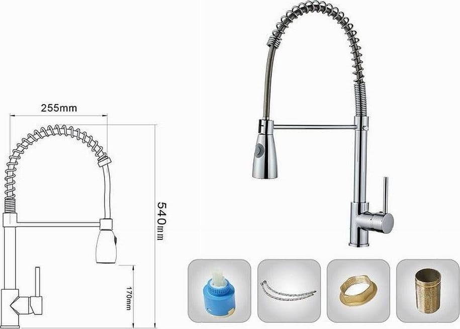 MISCELATORE RUBINETTO CON DOCCETTA A MOLLA CANNA ALTA ISOLA PER CUCINA 87464 - 5