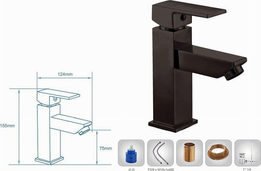 RUBINETTO PER BAGNO ULTRA MODERNO MISCELATORE ORIENTABILE LAVABO NERO OPACO 87207 - 7