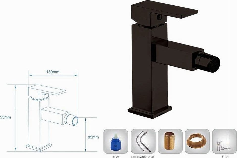 RUBINETTO PER BAGNO ULTRA MODERNO MISCELATORE ORIENTABILE BIDET NERO OPACO 87208 - 7