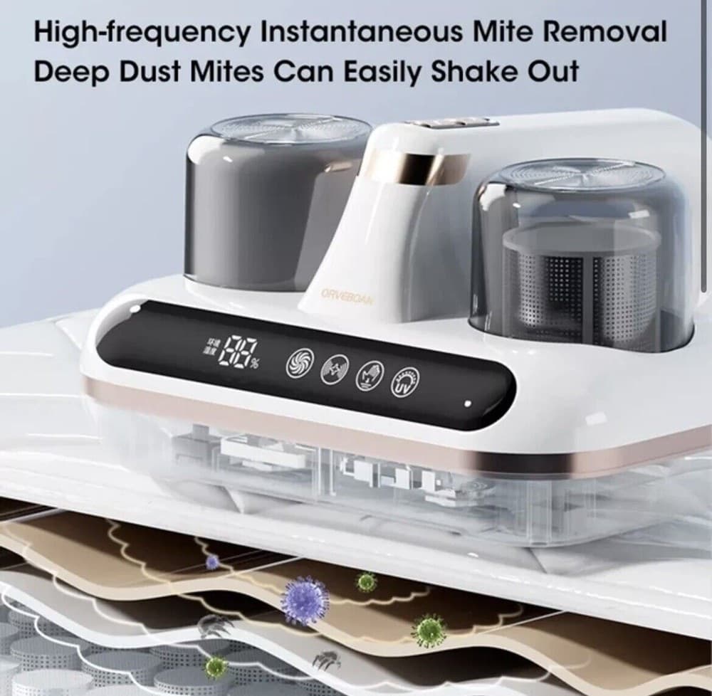 ASPIRAPOLVERE ASPIRA ACARI SENZA FILI RICARICABILE UV INFRAROSSI SCHERMO DIGITALE - 5