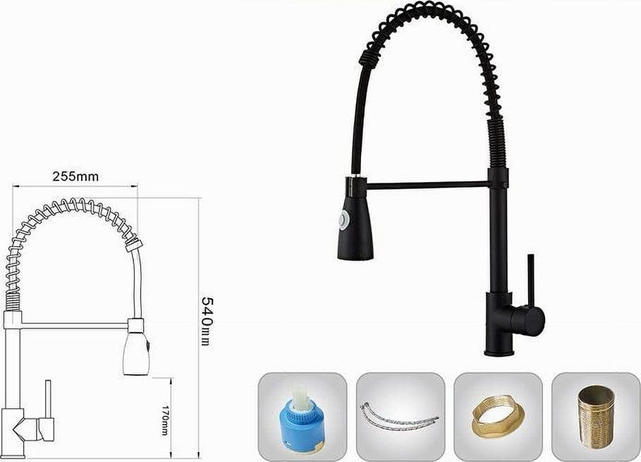 RUBINETTO MISCELATORE CUCINA CON DOCCETTA A MOLLA LAVELLO ISOLA CANNA ALTA 87465 - 4