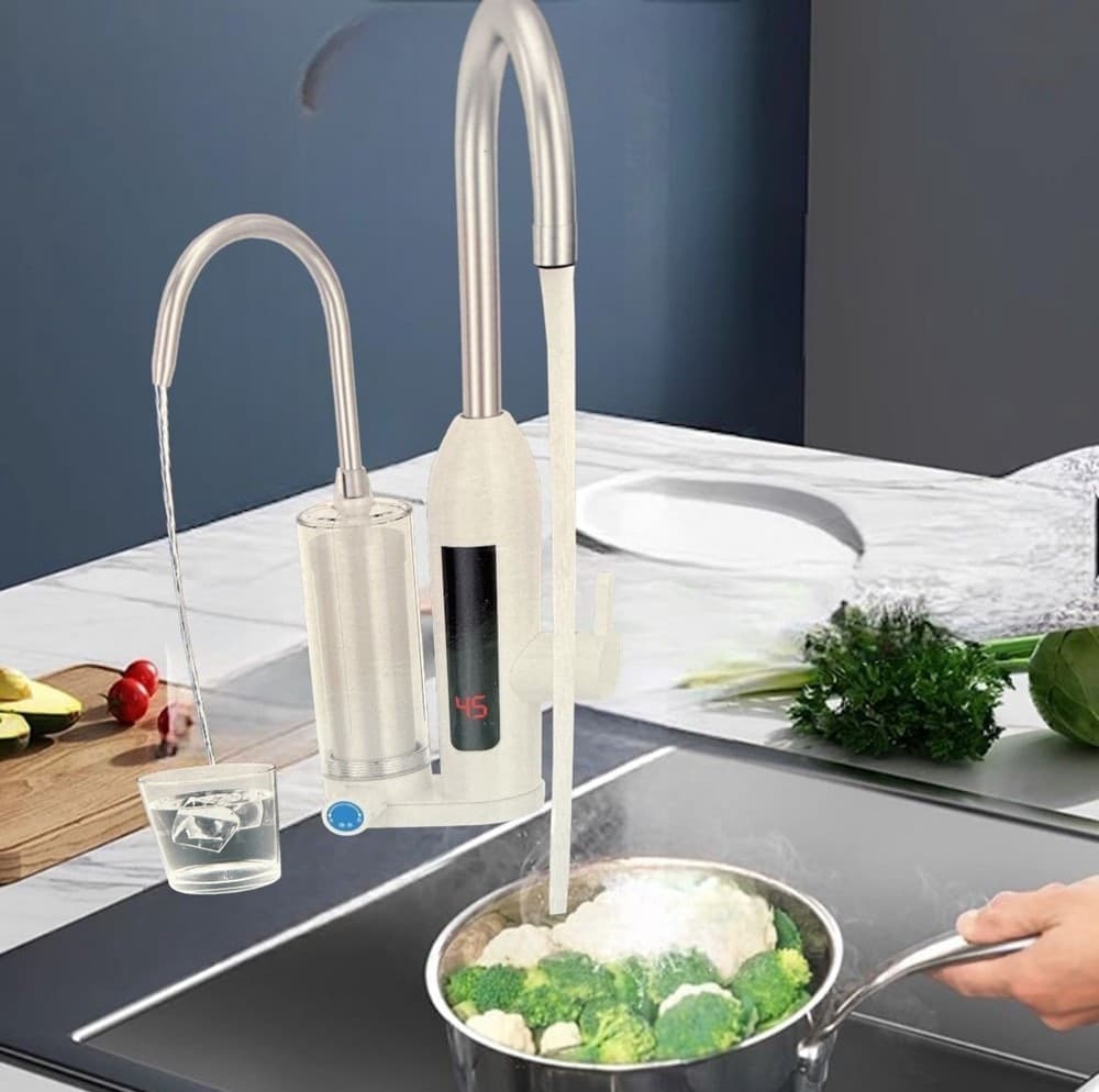 RUBINETTO DEPURATORE ELETTRICO ISTANTANEO CALDAIA ACQUA CALDA CON DISPLAY 3000 W - 5