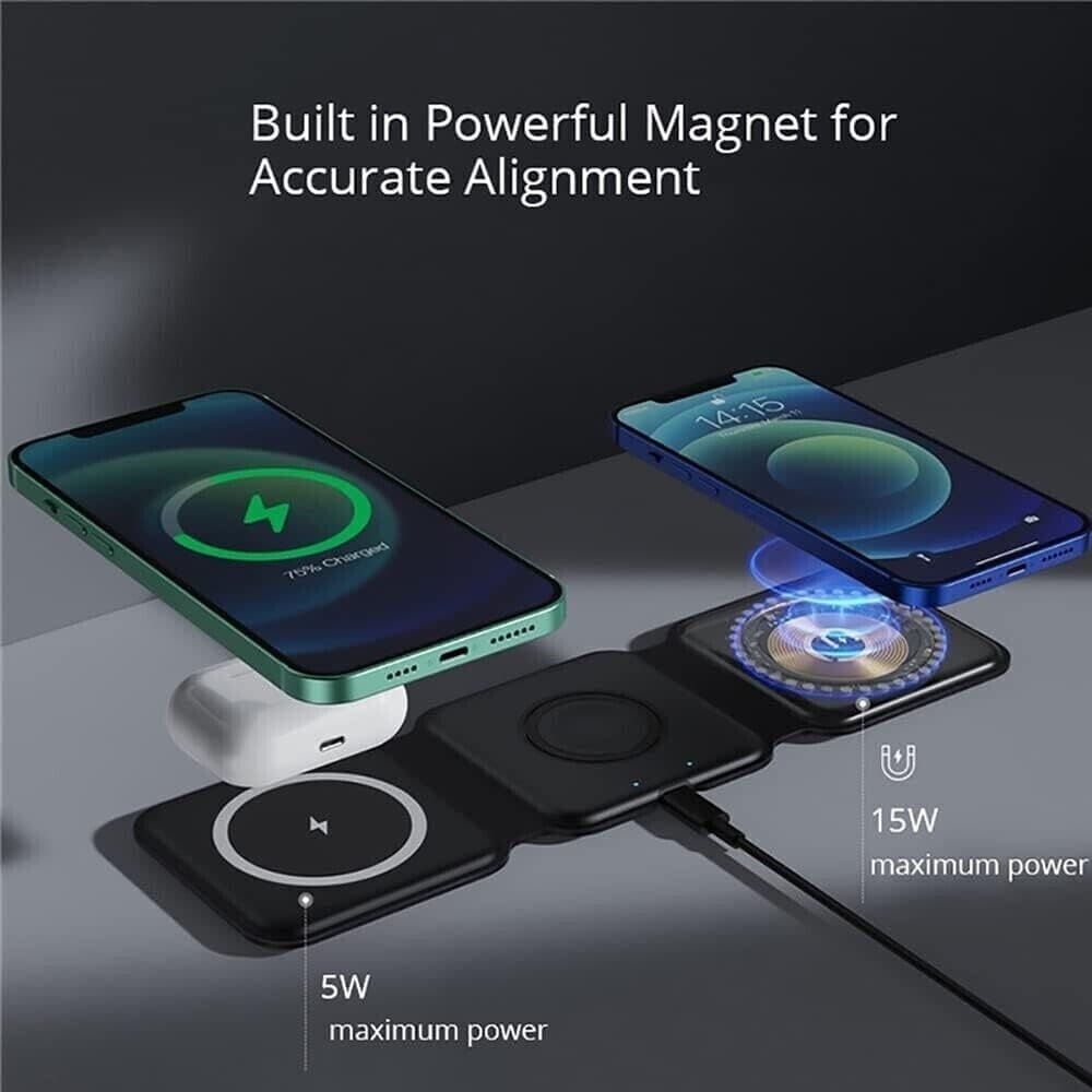 CARICATORE WIRELESS 3IN1 UNIVERSALE CARICABATTERIE MAGNETICO PIEGHEVOLE DA 15 W - 9