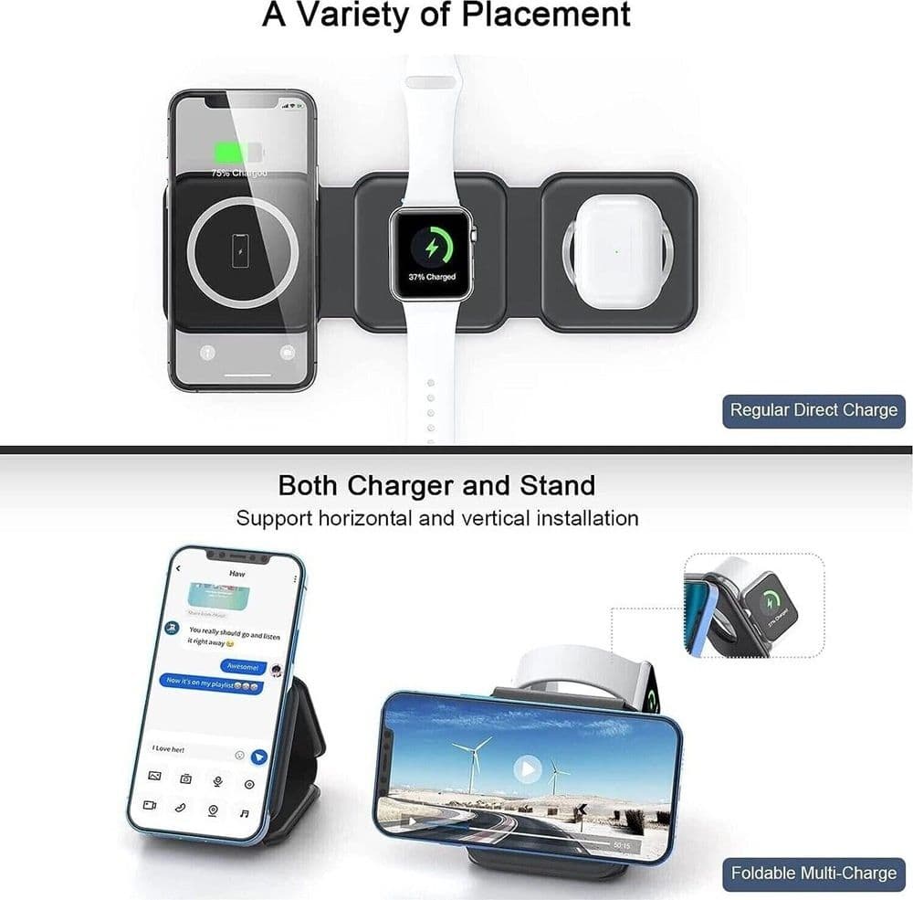 CARICATORE WIRELESS 3IN1 UNIVERSALE CARICABATTERIE MAGNETICO PIEGHEVOLE DA 15 W - 10