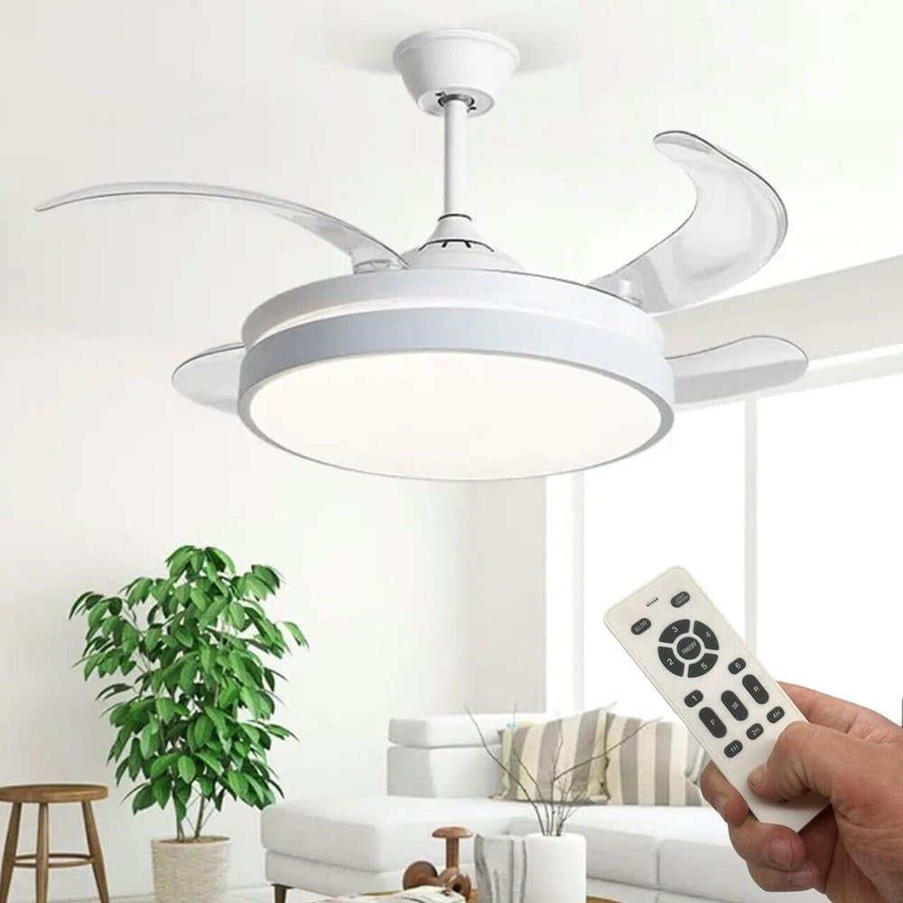 PLAFONIERA MODERNA LED CON VENTILATORE SOFFITTO CAMBIA 3 LUCI TELECOMANDO F7189 - 8