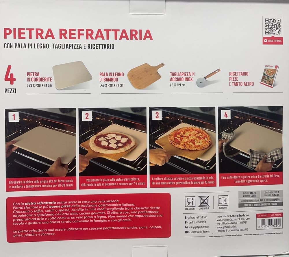 PALA PER PIZZA IN LEGNO BETULLA 46 X 28 CM SLIM CON ROTELLA PIZZA PIATTO - 3