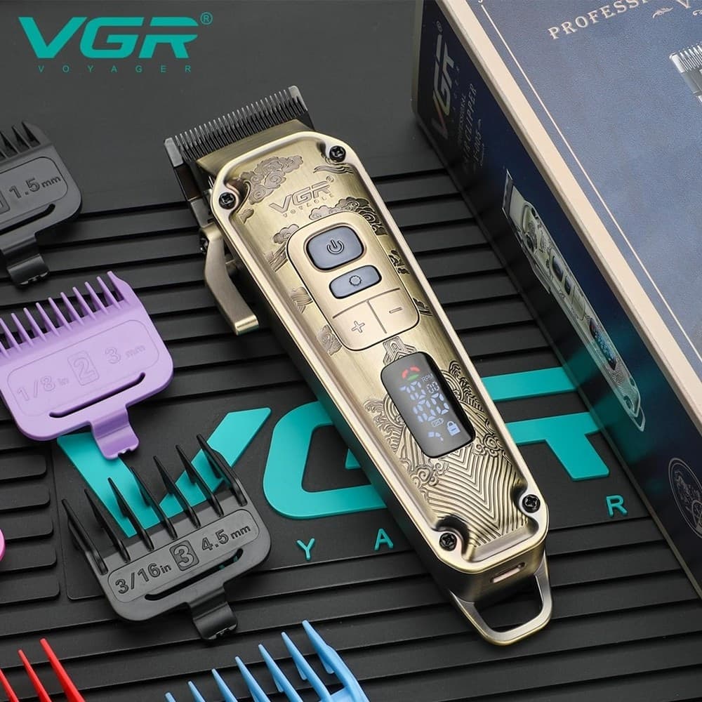 VGR V-005 Tagliacapelli Professionale 4 Velocità Clipper Barber LED - 9