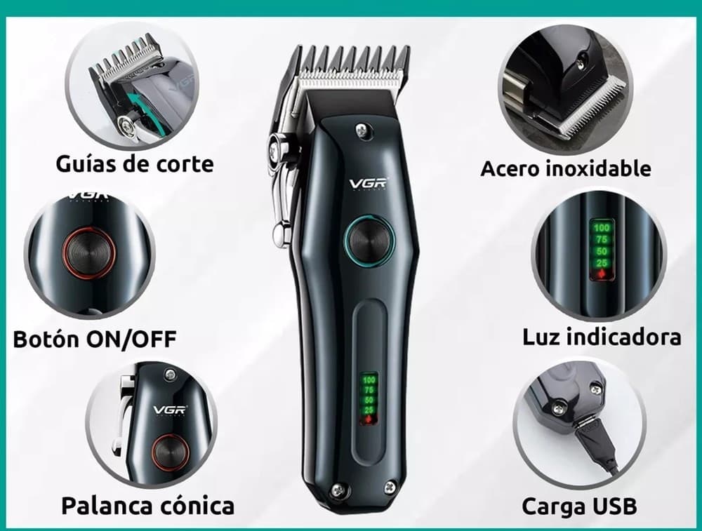 Tagliacapelli Professionale VGR V-969 – Rasoio Uomo Clipper Barber LED - 15