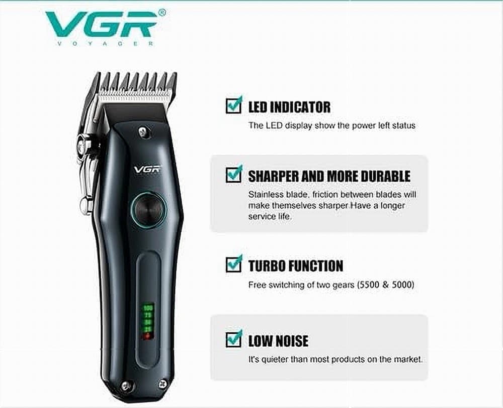 Tagliacapelli Professionale VGR V-969 – Rasoio Uomo Clipper Barber LED - 9