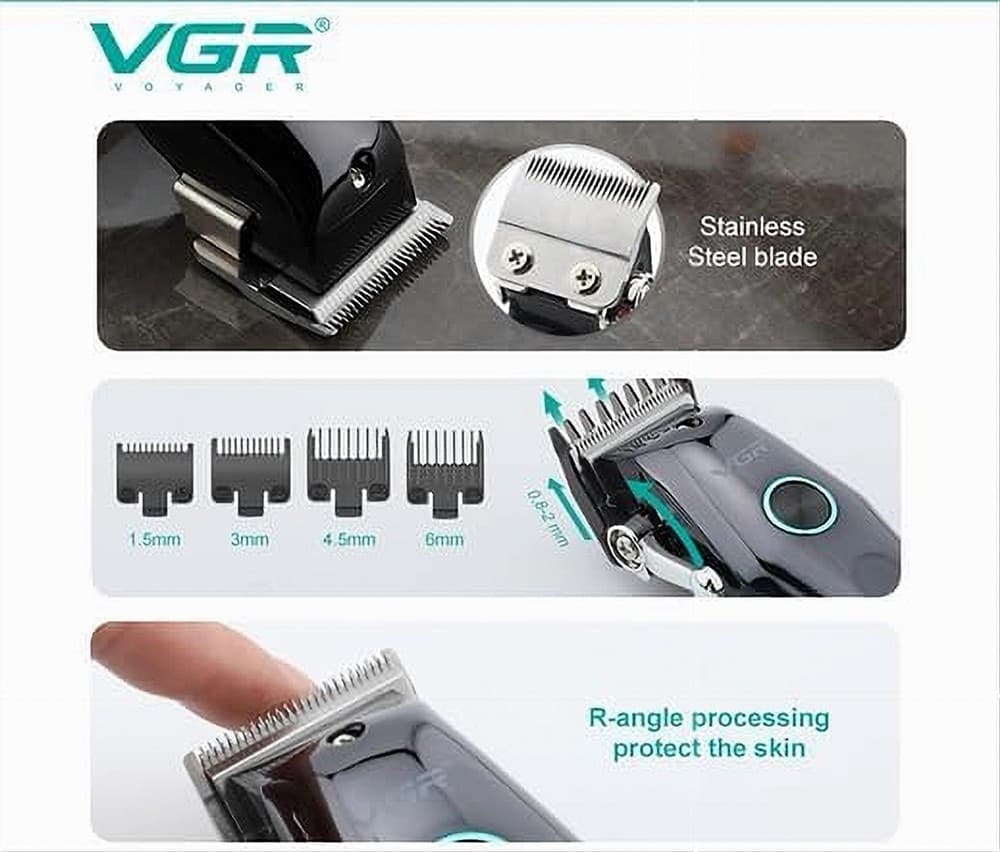 Tagliacapelli Professionale VGR V-969 – Rasoio Uomo Clipper Barber LED - 10