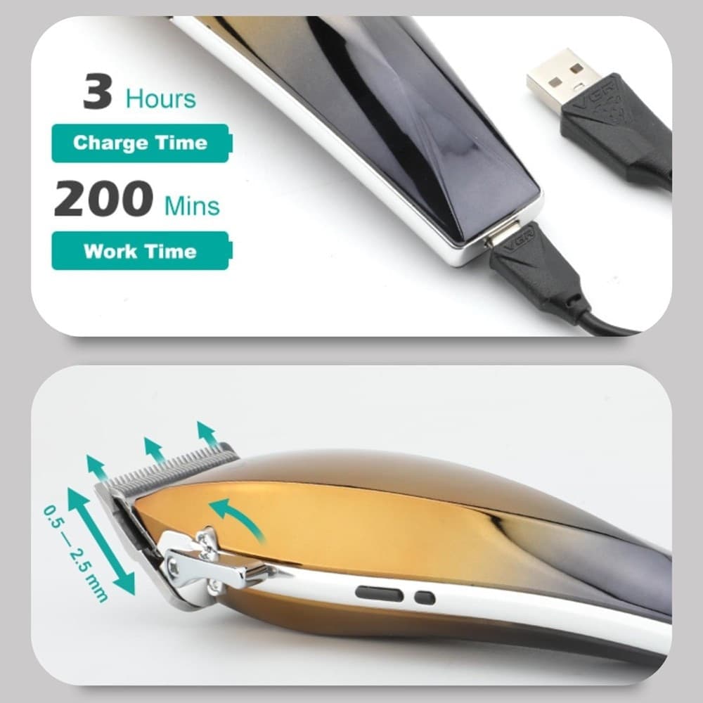 VGR V-115 Tagliacapelli Professionale Clipper Barber Rasoio LED - 10