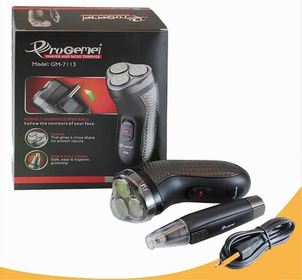 RASOIO A BATTERIA ELETTRICO + RIFINITORE PER NASO ORECCHIE TRIMMER 2IN1 GM-7113 - 12