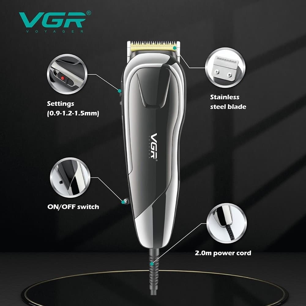 TAGLIACAPELLI PROFESSIONALE VGR V-127 LAMA IN ACCIAIO 8 PETTINI GUIDA CON FILO - 11