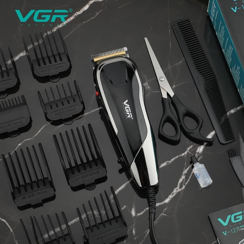 TAGLIACAPELLI PROFESSIONALE VGR V-127 LAMA IN ACCIAIO 8 PETTINI GUIDA CON FILO - 10