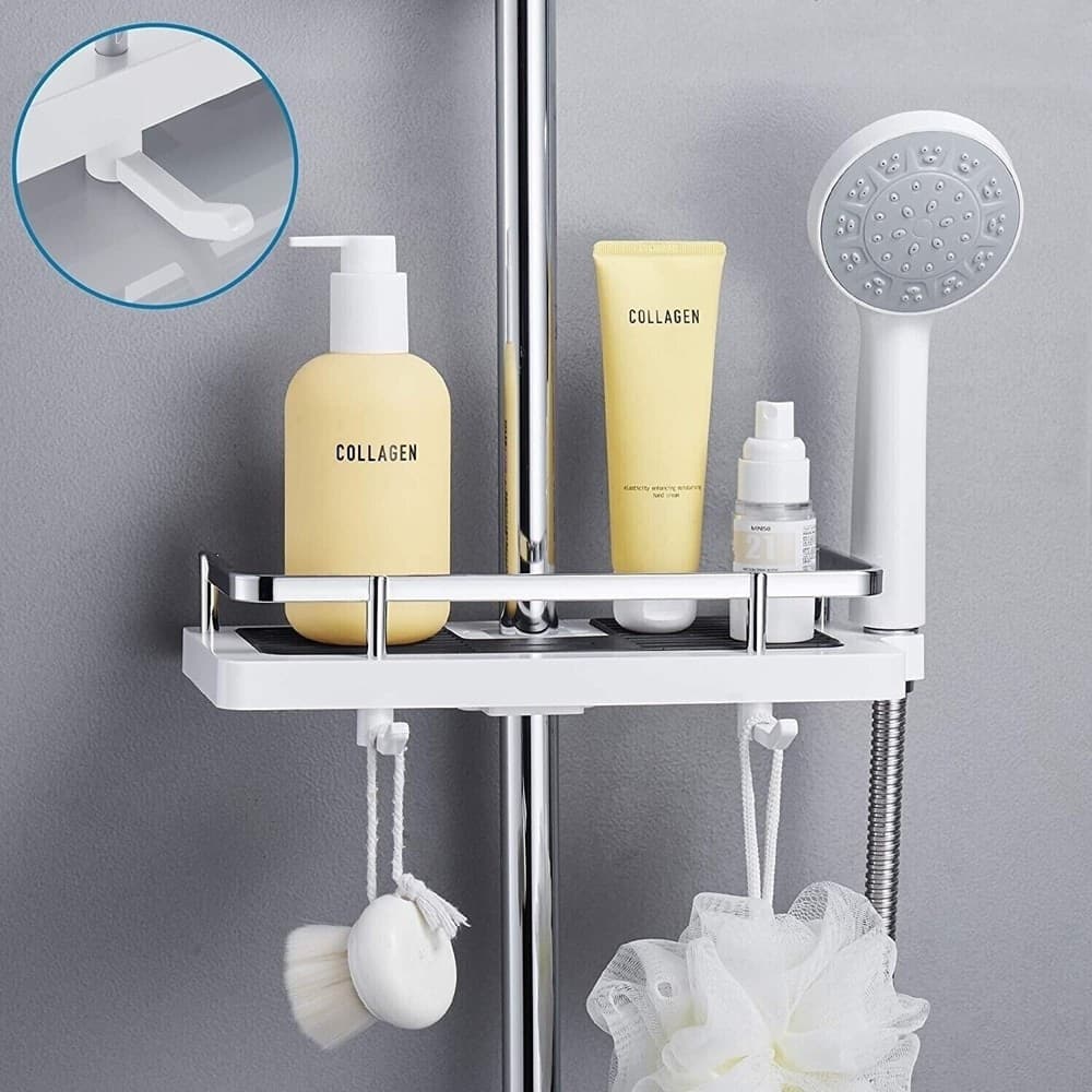 MENSOLA PER DOCCIA PER ASTA DOCCIA SENZA FORATURA SCAFFALE MENSOLA PER BAGNO - 7