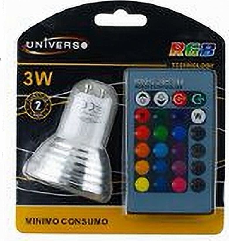 LAMPADINA LED GU10 3W FARETTO SPOTLIGHT RGB CON TELECOMANDO CROMOTERAPIA GU10-RGB - 4