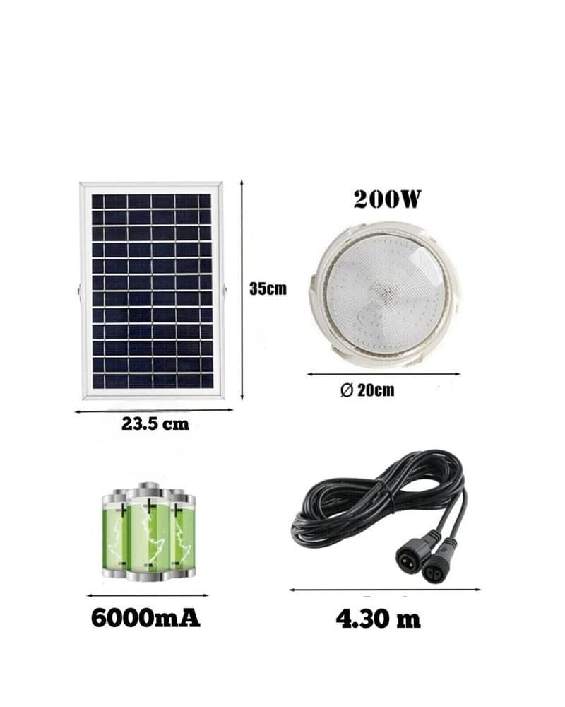 PLAFONIERA FARO LED PANNELLO SOLARE 200 W CON SENSORE CREPUSCOLARE IP65 ESTERNO - 8