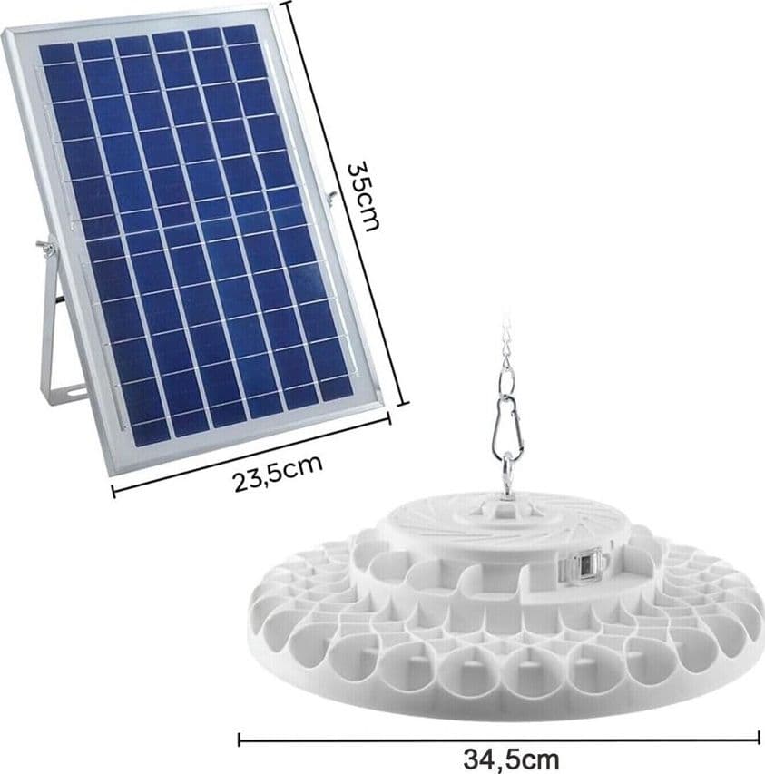 PLAFONIERA LAMPADA 400WATT A SOSPENSIONE FARO CON PANNELLO SOLARE 236 LED 1300LM - 6