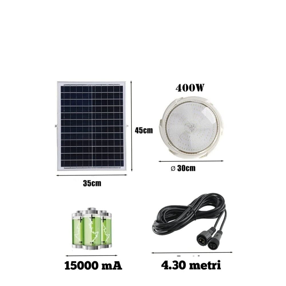 PLAFONIERA FARO LED PANNELLO SOLARE 400 W CON SENSORE CREPUSCOLARE IP65 ESTERNO - 6