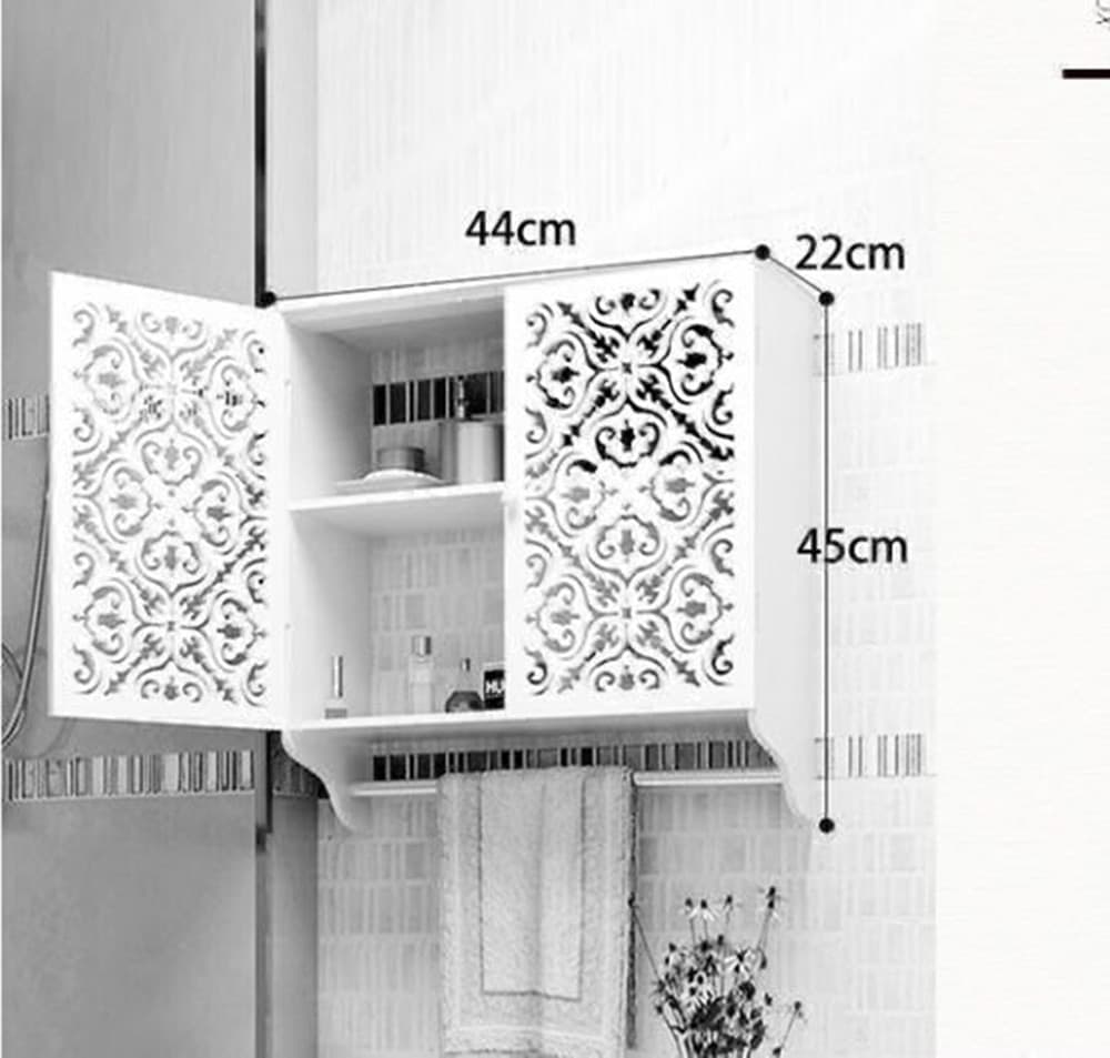 MOBILETTO DA BAGNO A PARETE CON PORTASCIUGAMANI ARMADIETTO IN MDF A 2 LIVELLI - 5