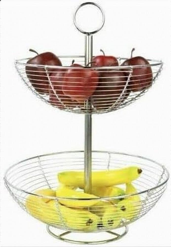 CIOTOLA CESTO FRUTTA ELLISSE SUPPORTO CASA TAVOLO DA PRANZO ACCESSORI 2 LIVELLI
