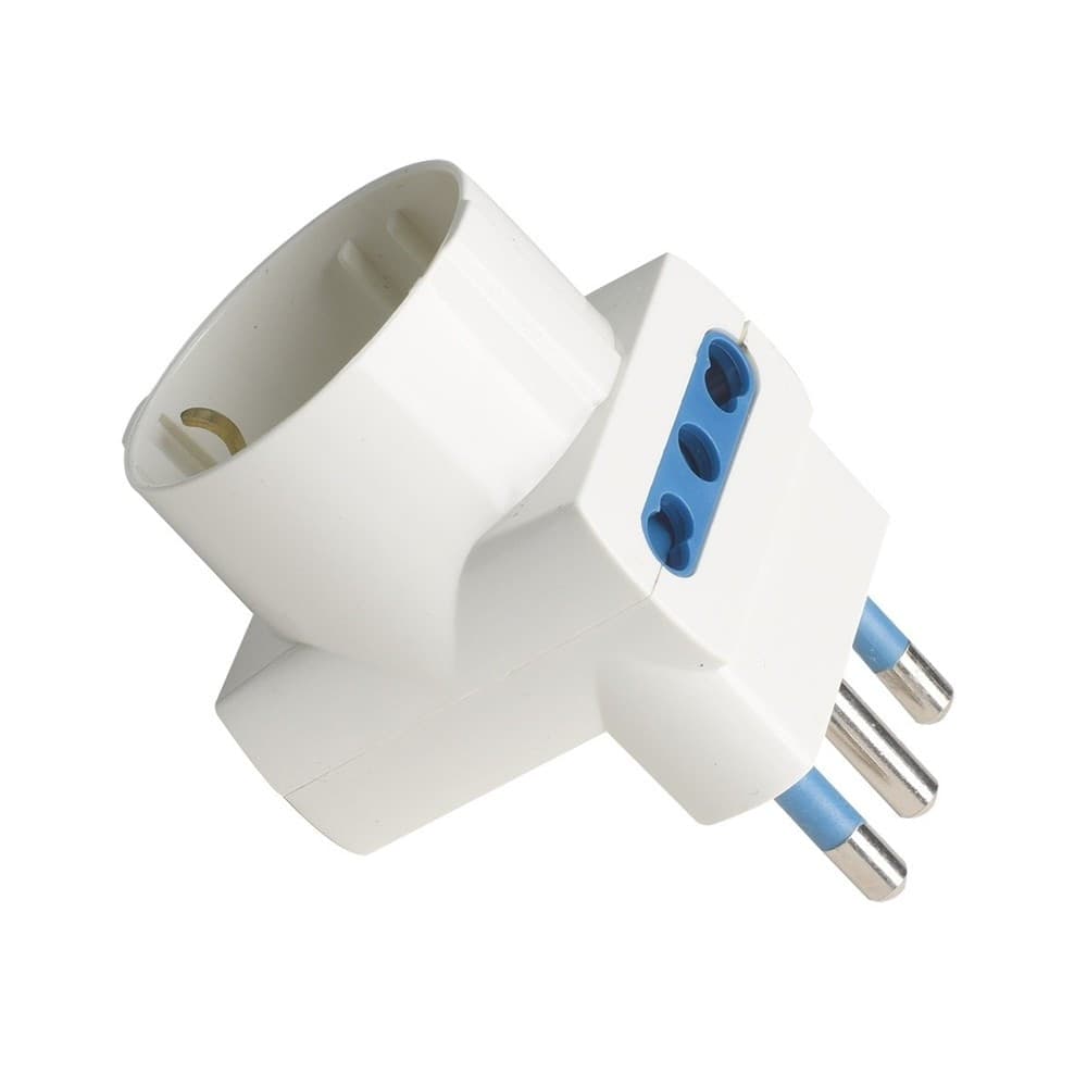 ADATTATORE SPINA ANGOLARE 16A 2 BIPASSO 10A/16A 1 PRESA SCHUKO 16A LATERALE 83054 - 4