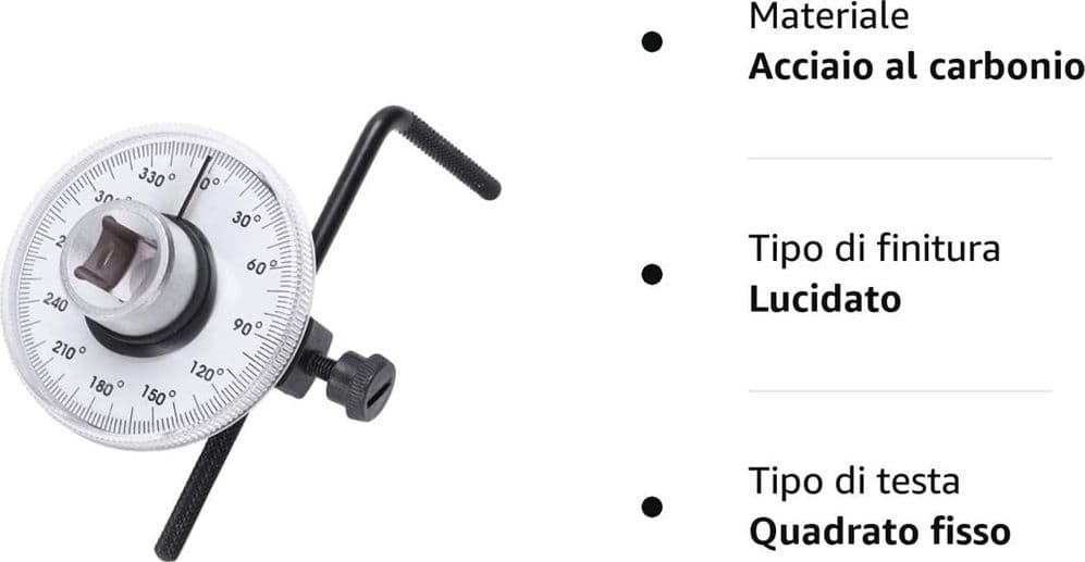 CHIAVE DINAMOMETRICA REGOLABILE A 360° GRADI ATTACCO DA 1/2" MANOMETRO ANGOLARE - 10