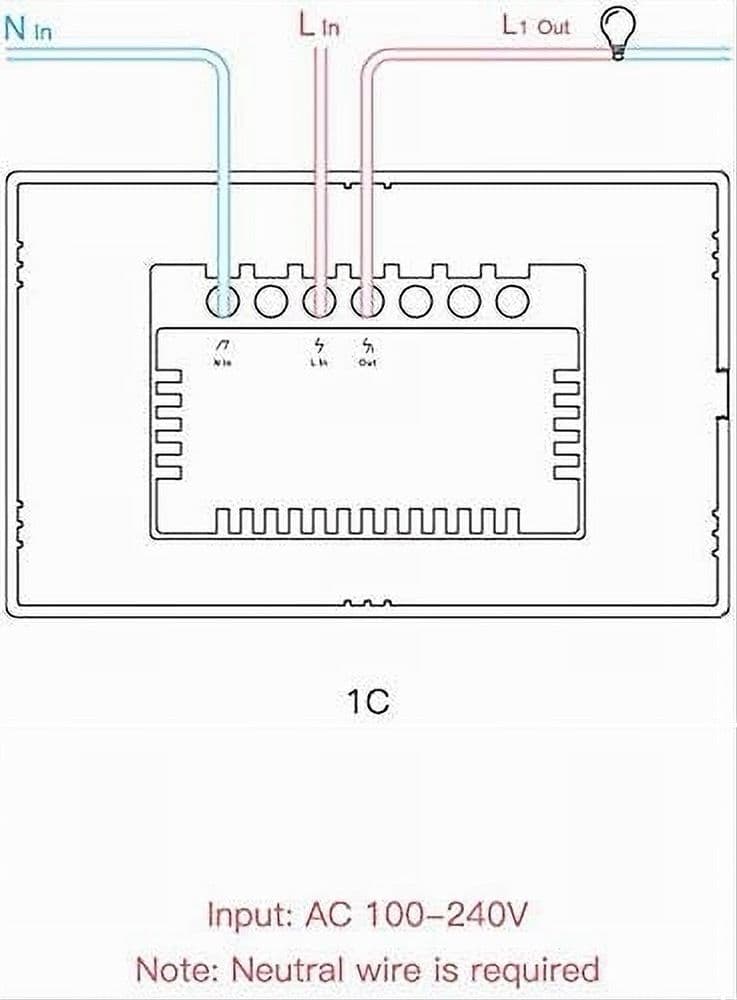 INTERRUTTORE LUCE PARETE SMART HOME TOUCH WIRELESS WIFI A 1 CANALE SONOFF T0US1C - 6