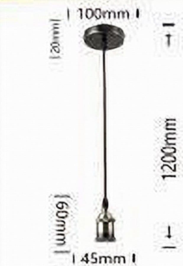 LAMPADARIO PORTALAMPADA A SOSPENSIONE VINTAGE BRONZO PER LAMPADINE E27 2MT E27-2M-V - 10