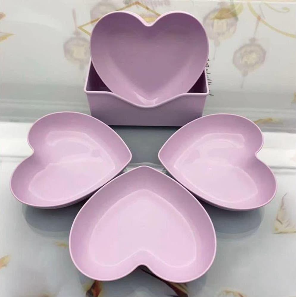 SET 10 PIATTI PIATTO FORMA DI CUORE RIUTILIZZABILI MULTIFUNZIONE PLASTICA CUCINA - 8