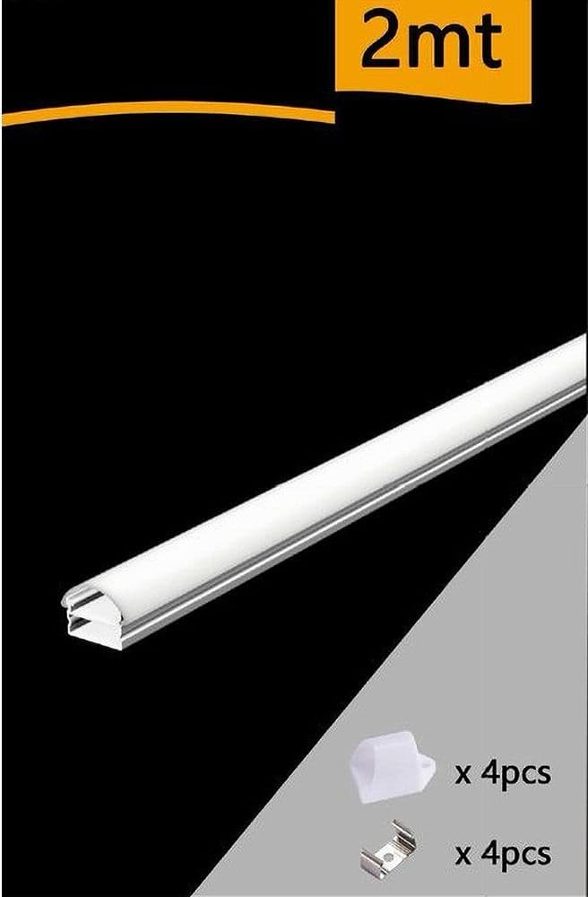 10 PZ PROFILO IN ALLUMINIO BOMBATO A PLAFONE SEZIONABILE 2MT PER STRIP LED AL-01 - 4