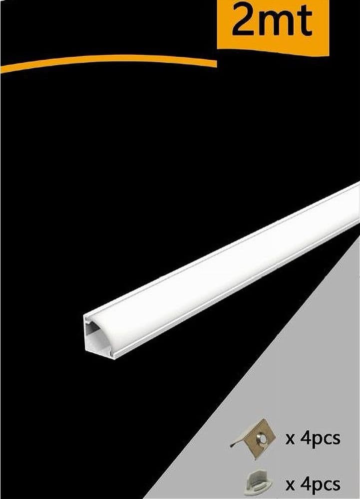 10PZ PROFILO IN ALLUMINIO 2MT ANGOLARE A PLAFONE SEZIONABILE PER STRIP LED AL-27 - 4