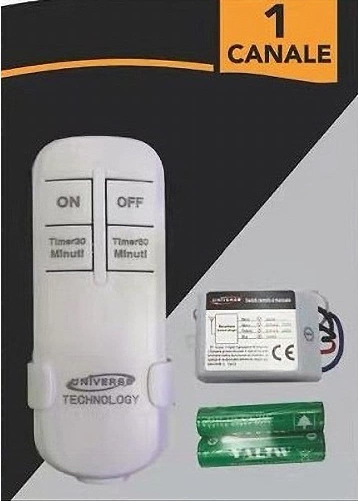 SWITCH + TELECOMANDO WIRELESS UNIVERSALE 1 CANALE TECNOLOGIA INTELLIGENTE TE-A - 2