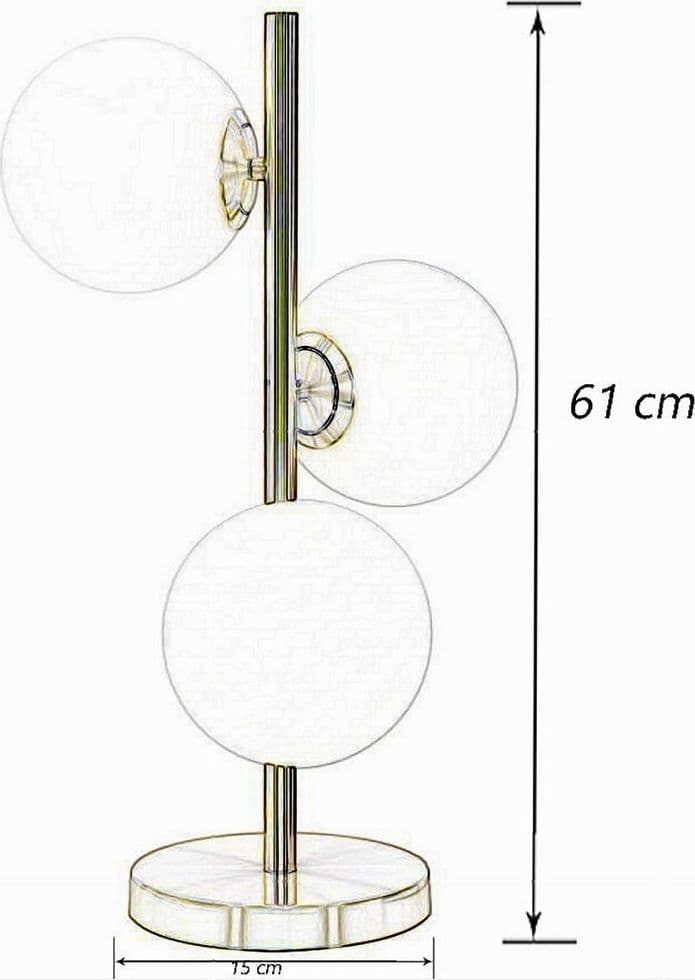 LAMPADA DA TAVOLO G9 MINIMALISTA BRONZO CON 3 SFERE PIANTANA TERRA CON STELO D33 - 6