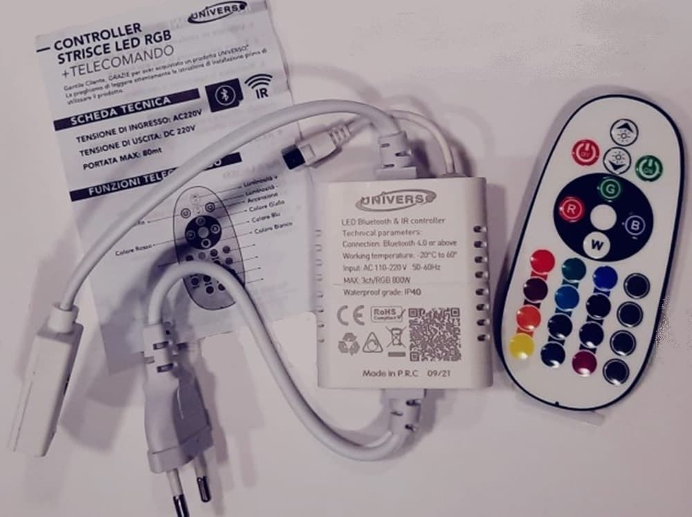CONTROLLER TRASFORMATORE PER STRISCE LED RGB A 220V BLUETOOTH + TELECOMANDO S-RGB-220V-B - 5