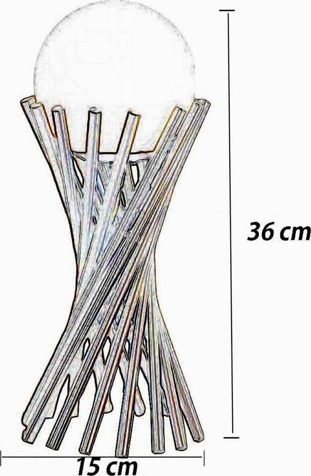 LAMPADA DA TAVOLO TUBOLARE MINIMALISTA IN METALLO BRONZO CON SFERA VETRO G9 D32 - 8