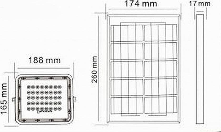 FARO FARETTO PANNELLO SOLARE 50 WATT LUCE FREDDA 6500K IP65 TELECOMANDO S12A-50W - 3