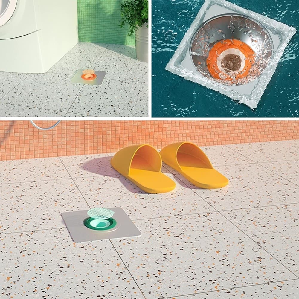 SET 5PZ NUCLEO SCARICO A PAVIMENTO ANTIODORE SILICONE PER BAGNO CUCINA LAVATRICE - 7