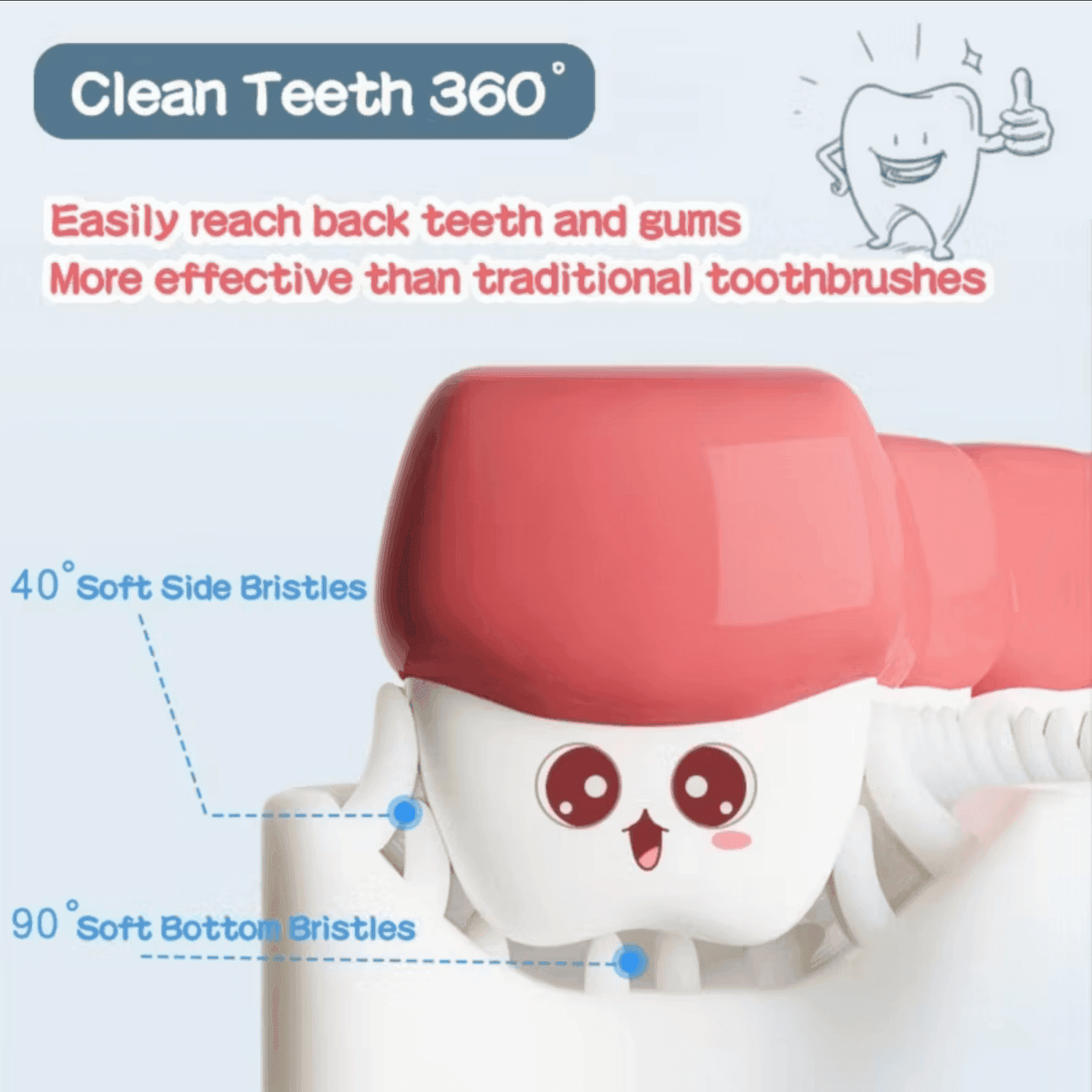 SET 2 SPAZZOLINO DA DENTI PER BAMBINI 2-6 ANNI A FORMA DI U SETOLE IN SILICONE - 4
