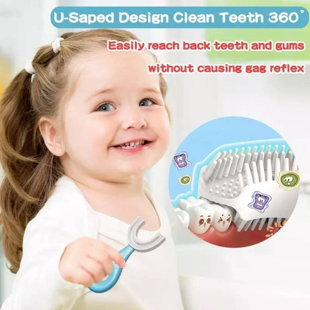 SET 2 SPAZZOLINO DA DENTI PER BAMBINI 2-6 ANNI A FORMA DI U SETOLE IN SILICONE - 5