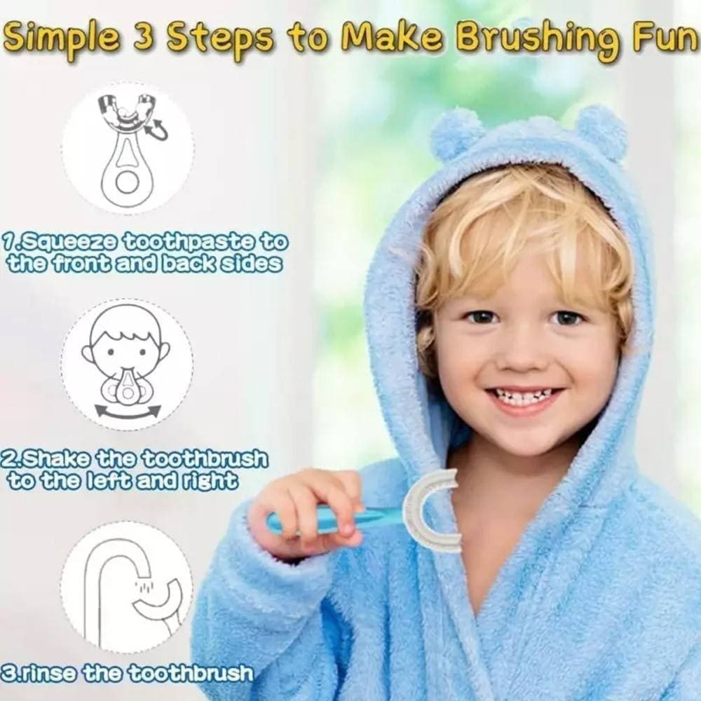 SET 2 SPAZZOLINO DA DENTI PER BAMBINI 2-6 ANNI A FORMA DI U SETOLE IN SILICONE - 6