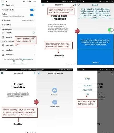 TRADUTTORE SIMULTANEO PEIKO AURICOLARE CUFFIE BLUETOOTH TRADUZIONE IN 16 LINGUE - 8