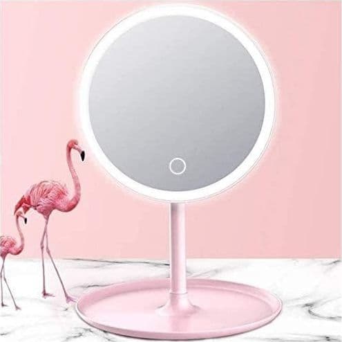 SPECCHIO PER IL TRUCCO ILLUMINATO A LED MAKEUP COSMETICO GIREVOLE LUCE AD ANELLO - 10