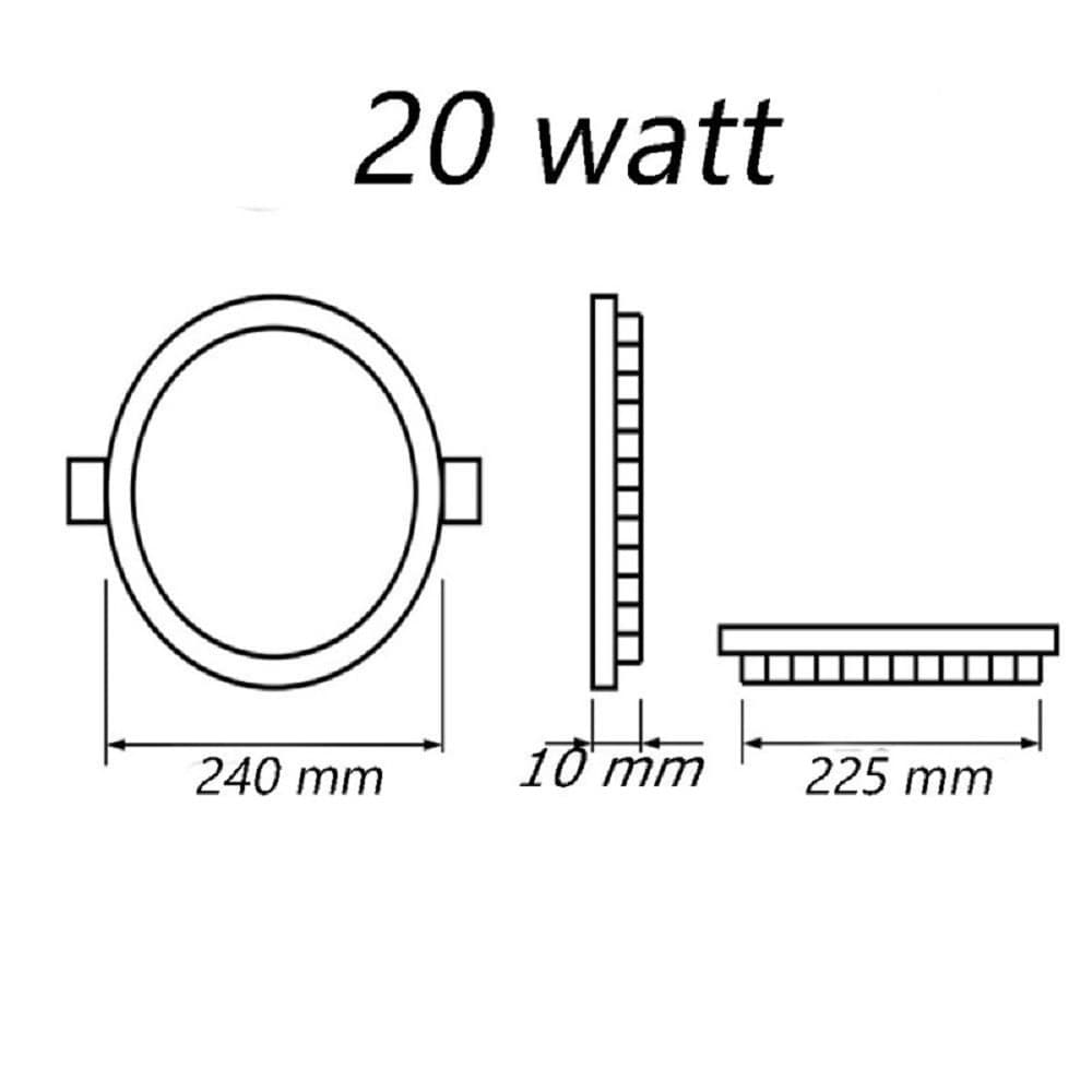 PANNELLO LED INCASSO ROTONDO SLIM PLAFONIERA 20W 3 COLORAZIONE DI LUCE P225A-T3C - 6