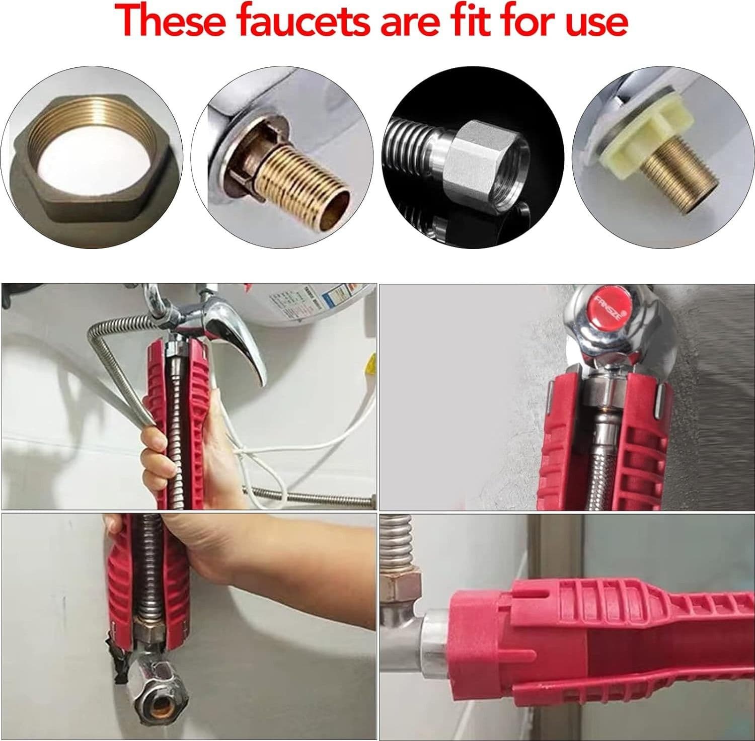CHIAVE MULTIFUNZIONE A BUSSOLA PER INSTALLAZIONE RUBINETTI TUBO BAGNO IDRAULICO - 10