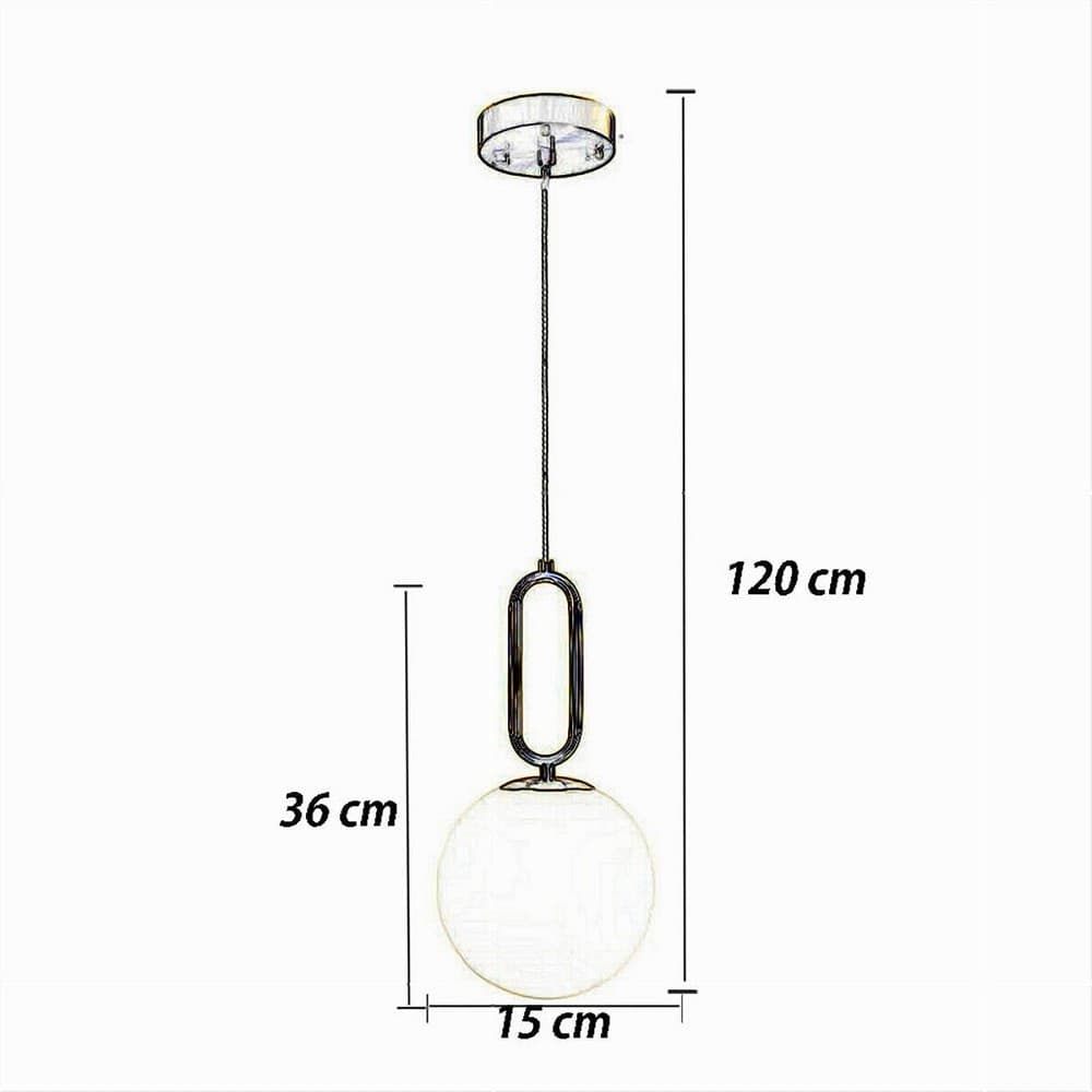 LAMPADARIO A SOSPENSIONE MINIMALISTA OVALE METALLO BRONZO CON SFERA VETRO G9 A96 - 7