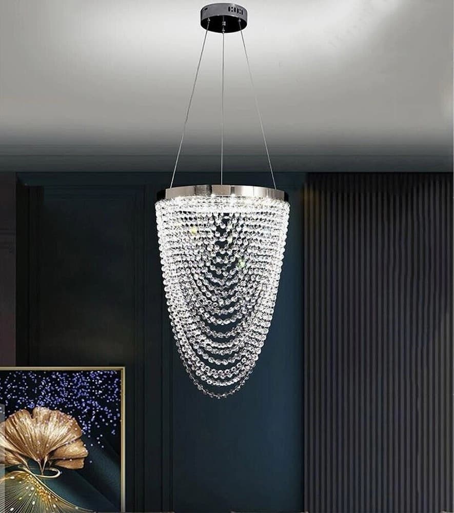 LAMPADARIO A SOSPENSIONE SOFFITTO LED 35W MODERNO CRISTALLI LUCE FREDDA 6500K B75 - 4